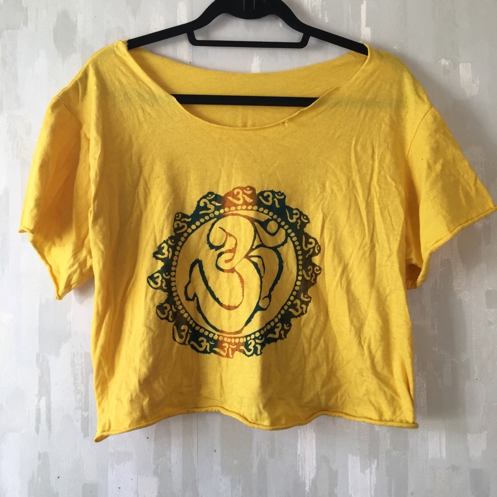YELLOW OM YOGA CROP TOP